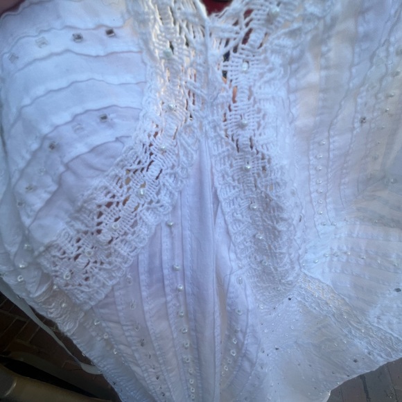 Vasna | White Pearls Boho Dress | Size Large - Picture 7 of 16